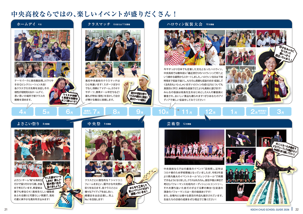 高知中央高校 年間イベントカレンダー